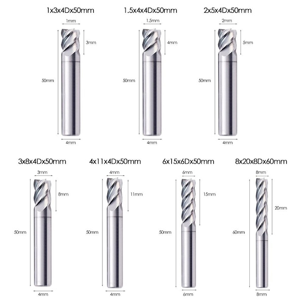 Päätyjyrsintä leikkaava jyrsin 4X11X4DX50MM 4x11x4Dx50mm