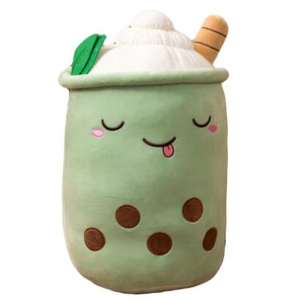 Myk fylt plysjpute Bubble Tea Boba Cup Mønster ROSA 23CM pink 23cm