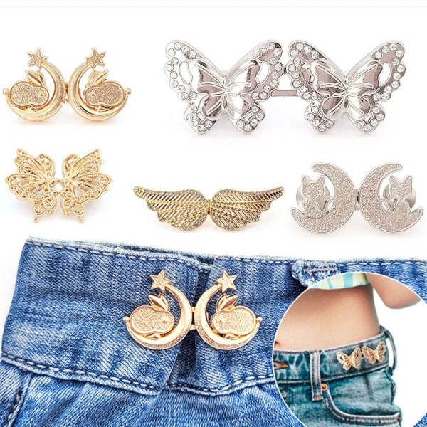 2 STK Bukse Midje Strammer Knapp Pins SØLV ENGEL VINGER ANGEL silver Angel Wings-Angel Wings