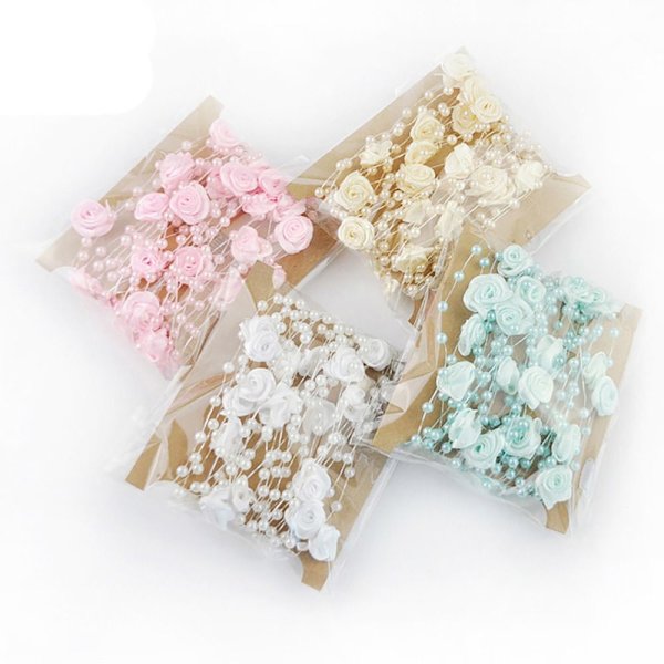 Kunstige Perler Perler Kæde Rose Blomster Guirlander HVID white