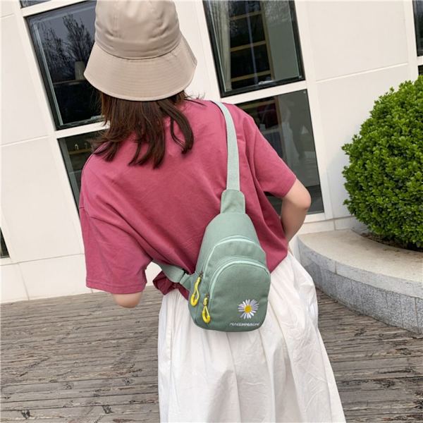 Daisy Print Rintalaukku Yksi olkalaukku Crossbody -laukku VIHREÄ green