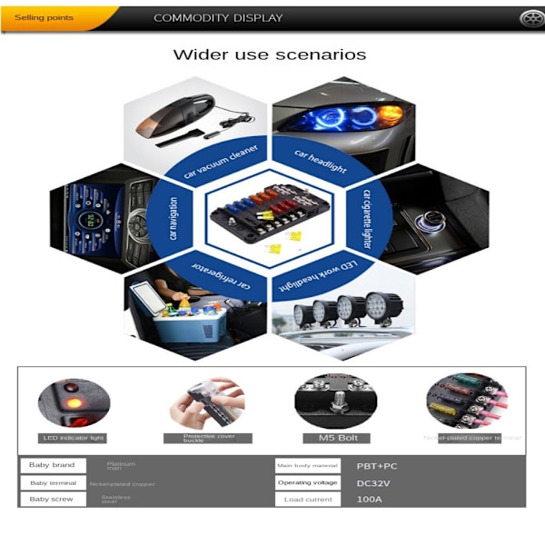 12-vejs sikringsboks Marine FuseBox 12V 32V Bus Bar Car Kit