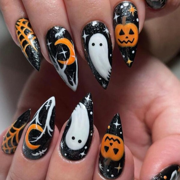 Halloween Almond Fake Nails Ballerina False Nail 1 1 1