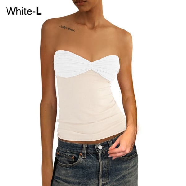 Dame Crop Tops Y2K T-shirt HVID L L White L-L