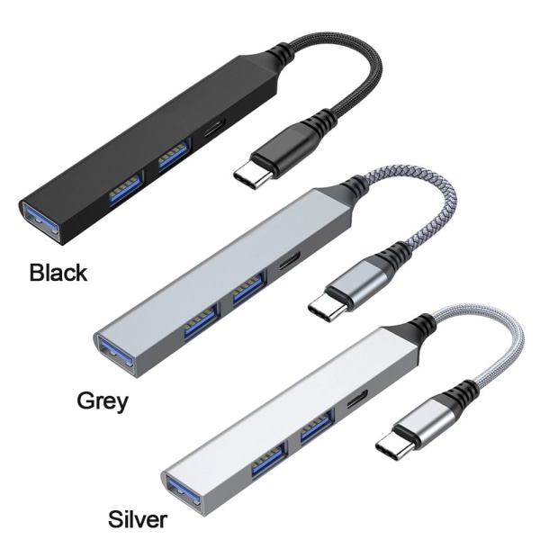 4 Portar Type-C HUB USB 3.0 Expander Splitter PD 60W silver