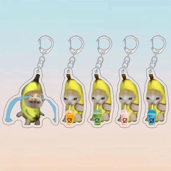 5 kpl Banana Cat avaimenperä Cat Funny Riipus 2 2 2