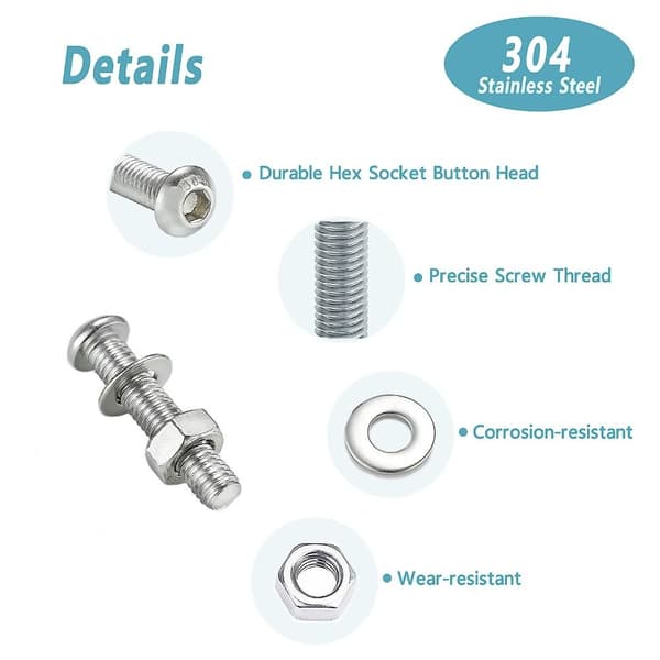 880 PCS Mutterit ja pultit -sarja Pultit ja mutterit aluslevysarja Metric
