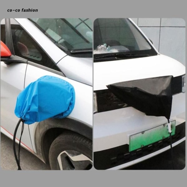Bil Ladeport Cover Bil Lade Port Cover SORT FRONT Black Front-Front