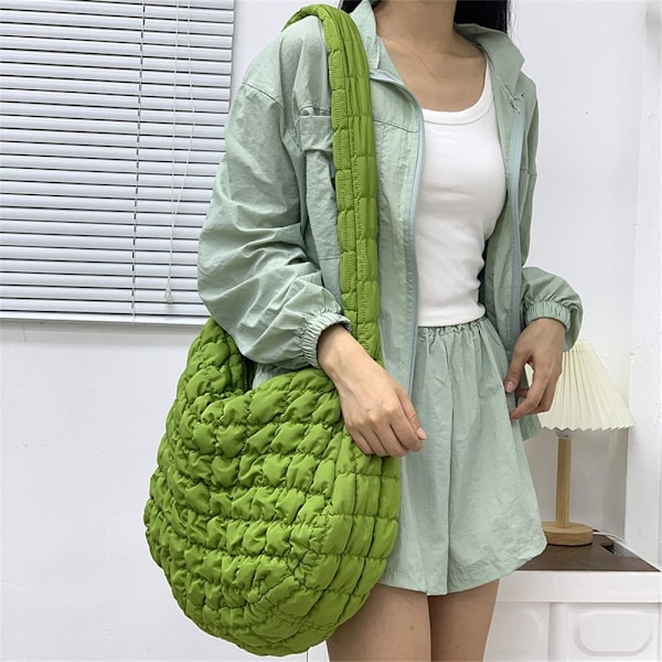 Tikattu Kangaskassi Puffer Kangaskassi VAALEENVIHREÄ Light Green