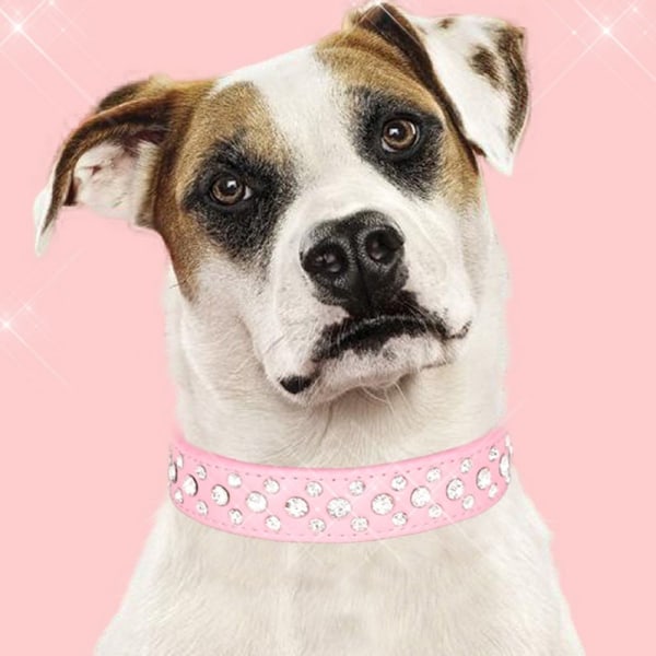 Flash Rhinestone Pet Collar Pet Crystal Neck Set ROSA pink