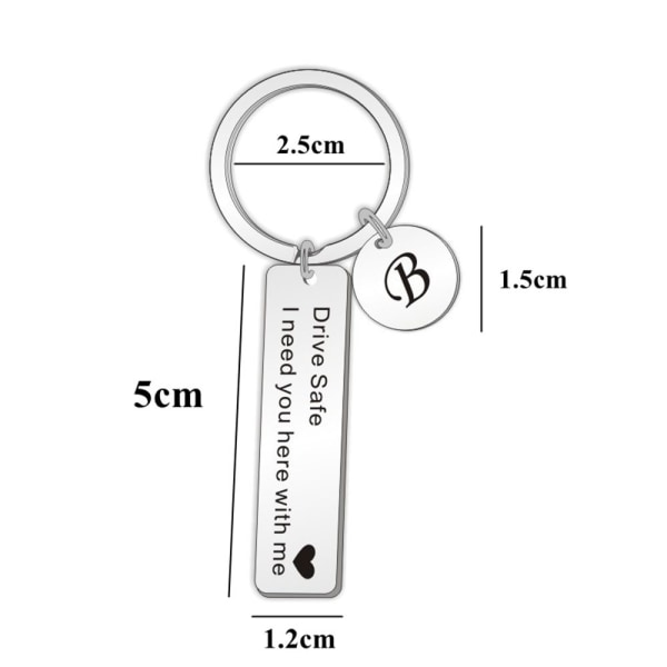 Drive Safe Keychain A-Z 26 Initialer Bokstaver Nøkkelring F F
