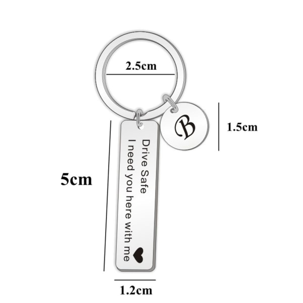 Drive Safe Keychain A-Z 26 Initialer Bokstäver Nyckelring A A