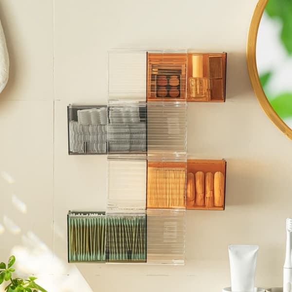 Makeup Oppbevaringsboks Bomull Pad Dispenser GRÅ grey