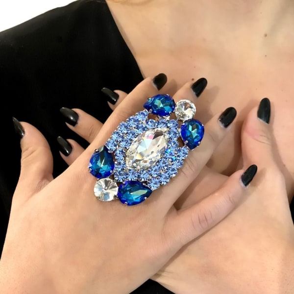 Överdriva Rhinestone Open Rings Crystal Finger Ring STYLE Style 2-Gold
