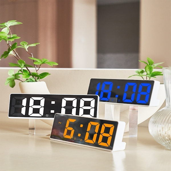 Digital Väckarklocka Skrivbordsklocka Temperatur Kalender Väckarklocka VIT White White Shell-White Shell