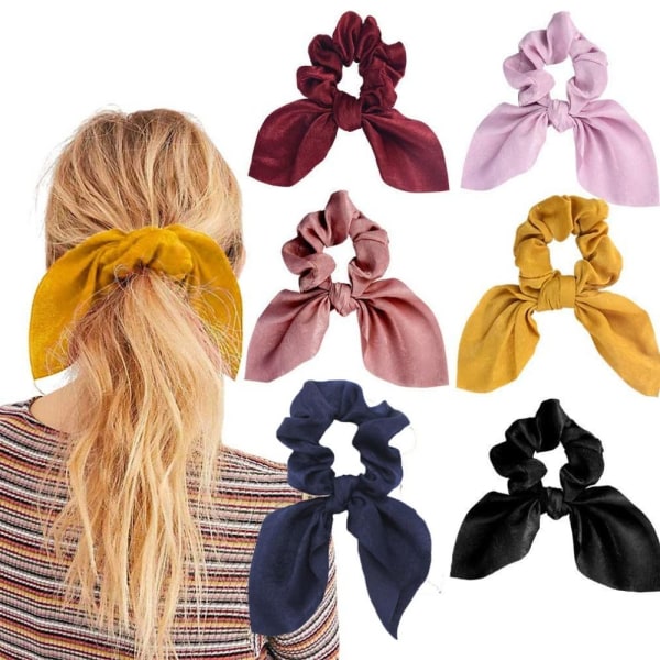 5 stk Silk Scrunchie Bowknot Hårtau GRØNN green