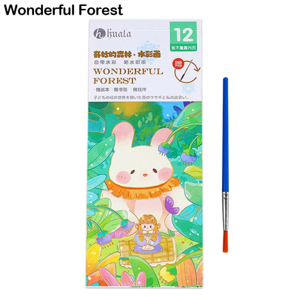 12 arkkia akvarellimaalauskirja Guassikirja WONDERFUL Wonderful Forest