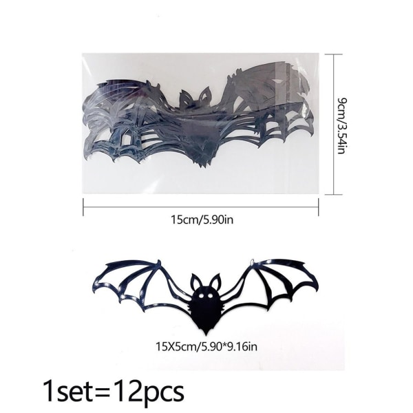 12/18/24 STK 3D flaggermus-klistremerker Halloween veggdekor 1-24 STK 1-24PCS