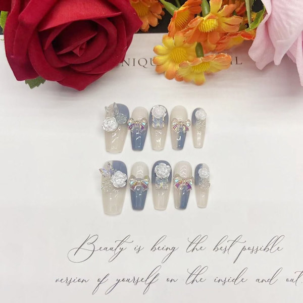 10 stk Pure Manual False Nail Aurora Håndlavede Nails S S