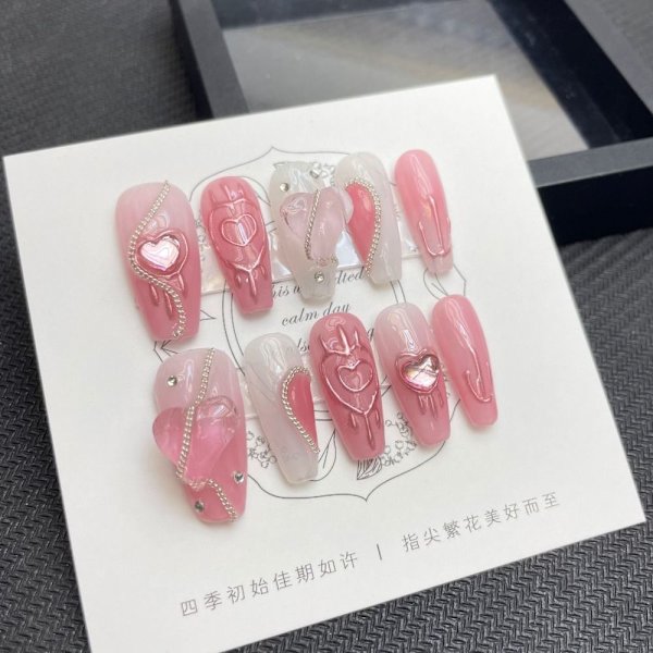 10 stk Pure Manual False Nail Y2K Hottie Håndlagde Nails M M