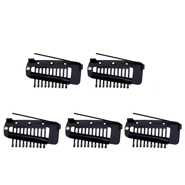 5 KPL Peruukit Snap Clips Vahvat Chunni Clips MUSTA Black