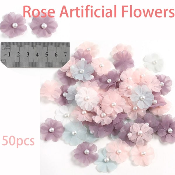 50 kpl Rose Fake Flowers DIY Crafts Decor VILLA Purple