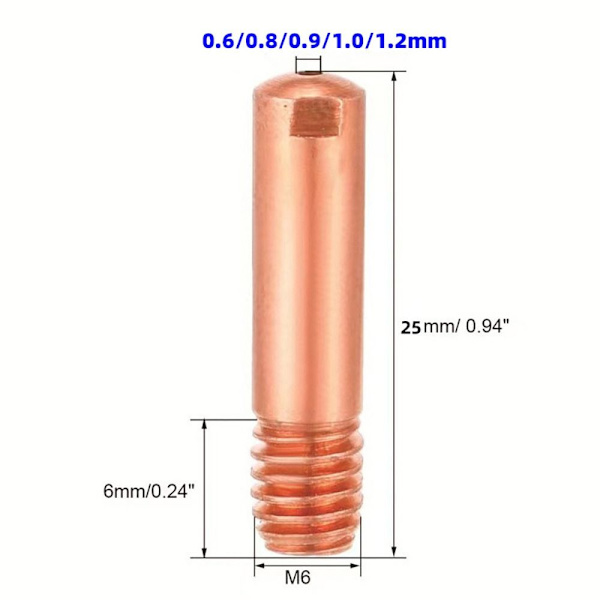 5 stk 0,6/0,8/0,9/1,0/1,2 mm Til MB-15AK 14AK MIG/MAG svejsning 0.6mm