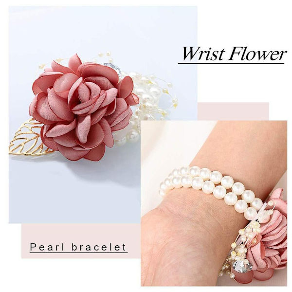 2 STK Bride Wrist Flower Rose Armbånd VINRED Wine Red