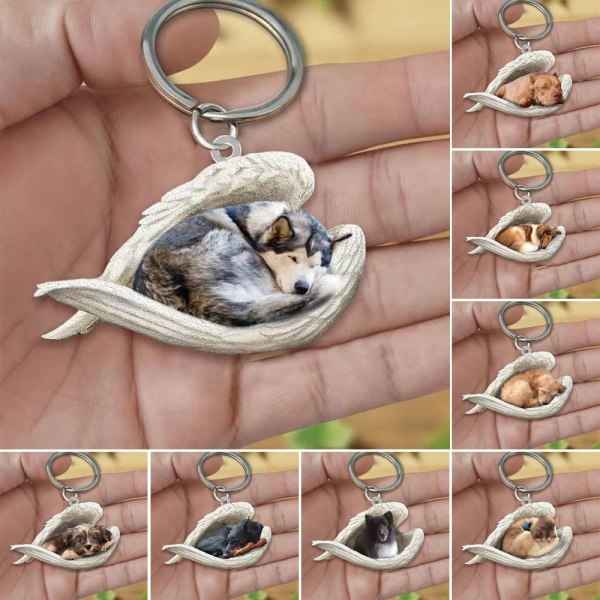 Wing Dog Keychain Dog Key Ring 10 10 10