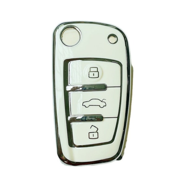 Auton Flip Key Case Key Cover Shell SILVER TRIM-WHITE SILVER Silver Trim-White