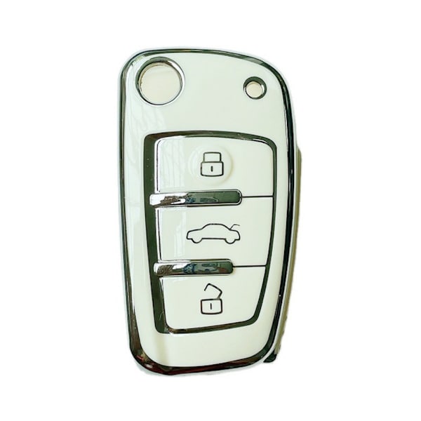 Bil Flip Key Case Cover Shell SILVER TRIM-VIT SILVER Silver Trim-White