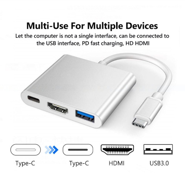 3.0 Hub Adapter Kabelkabel för bärbara datorer 4K HDMI