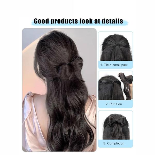 Ponytail Peruk Clip Bowknot Halvband Peruk Clip BRUNT brown