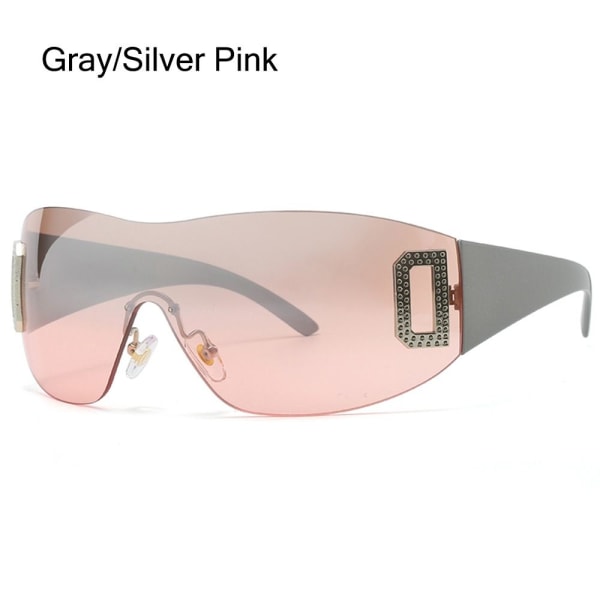 Y2K Solbriller til Kvinder Wrap Around GRÅ/SØLV PINK Gray/Silver Pink
