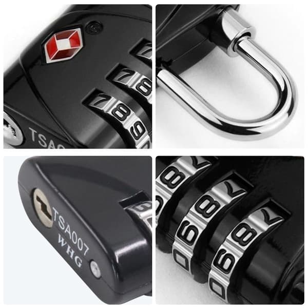 TSA Customs Code Lock Bagage Lösenordslås SVART Black