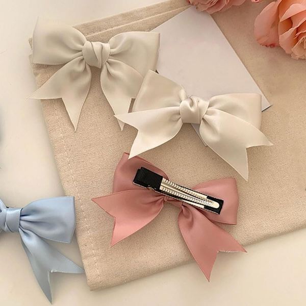 6st Bow Hårklämmor Bowknot Hårstänger VIT white