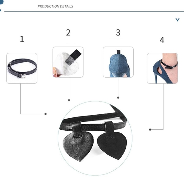 1 par justerbart skobälte Klackband MOCKAD SVART MOCKAD SVART Suede black