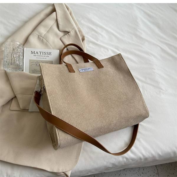Lærreds skuldertaske Indkøbstasker KHAKI khaki