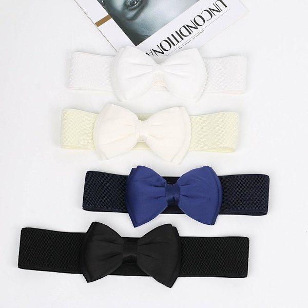 Bred stretch midjebälte Bowknot midjeband MÖRKBLÅT dark blue