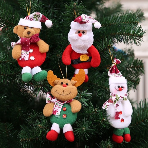 4st Xmas Tree Hängande Jul Plysch Doll Ornaments SANTA SANTA