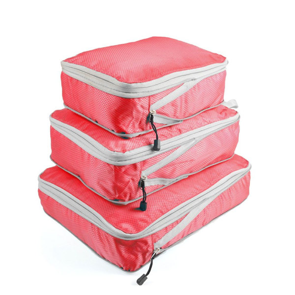 3 kpl matkasäilytyslaukku kokoonpuristuva pakkaus PUNAINEN red