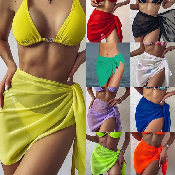 Bikini indpakket gennemsigtig top badetøj tildækningskjole 4 4 4