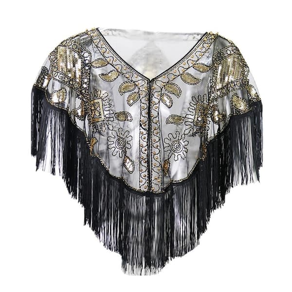Dame Sjal Aften Galla Kappe SORT black
