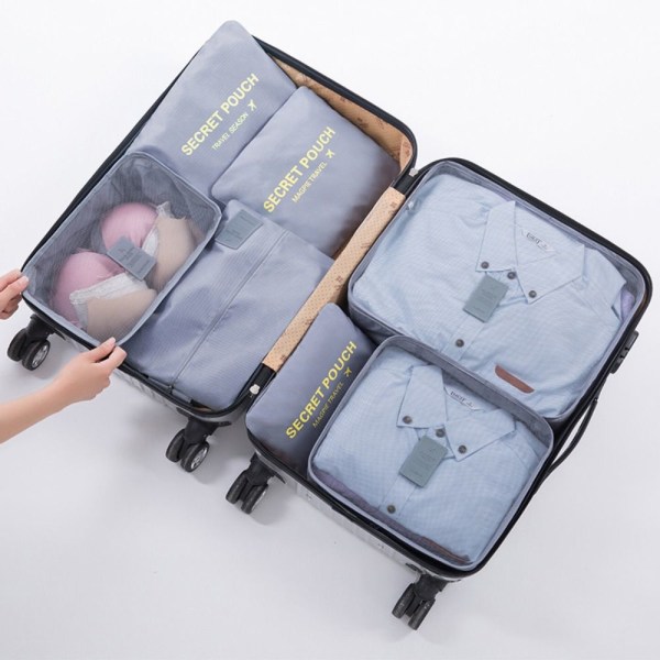 Rejseopbevaringsposer 7 stk Sæt SORT 7 STK 7 STK Black 7 Pcs-7 Pcs