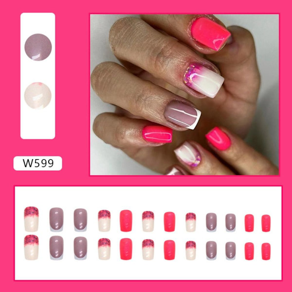24 stk. False Nails Long Square W595 W595 W595