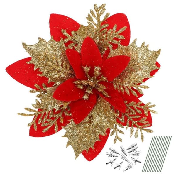 8stk Juleblomst Juletre Blomster SORT SORT black