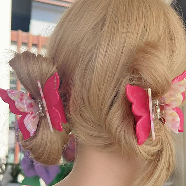Butterfly Hair Clips Acetate Claw Clips RÖDA red