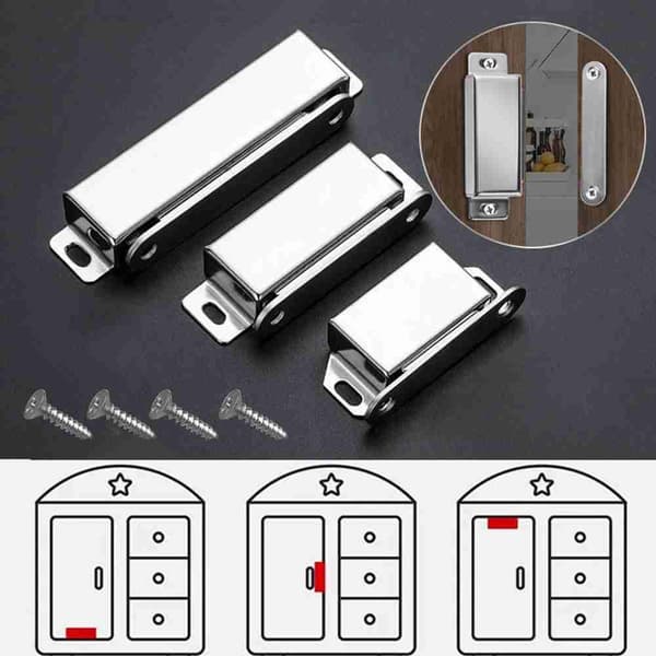 2st rostfritt stål Dörrstoppmagnet Spärrlås silver S