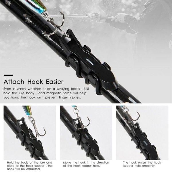 1 sæt magnetisk krog Secure Keeps Lures Holdere SORT SORT Black