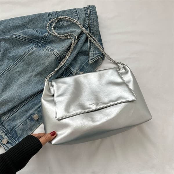 Skuldertaske Underarmstaske SØLV silver